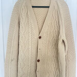 Classic Hand-knit Vintage Fishermen Core Chunky Cable Knit Cardigan Ireland